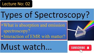 Types of spectroscopy and EMR interaction with matterElectromagnetic radiation interaction w matter [upl. by Lola383]