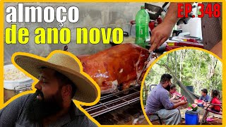 assei um leitão inteiro no almoço do ano novo no rancho [upl. by Mahtal]