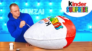 Géant Kinder Surprise  Comment faire le plus grand du monde DIY Kinder Surprise par VANZAI [upl. by Wobniar]