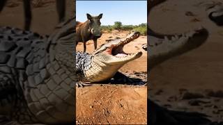 Epic Wildlife Moment warthog Locks Eyes with Crocodile [upl. by Padraig332]