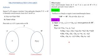 Álgebra Linear 12° aula  Transformações Lineares introdução  parte 1 [upl. by Pax992]