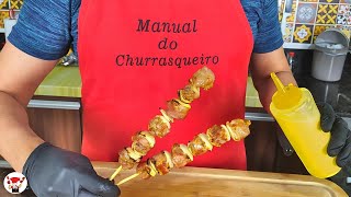 Como Fazer Espetinho de Carne de Porco com Cebola  Churrasco [upl. by Yvehc]