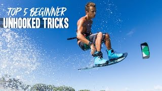 Kiteboarding Top 5 Beginner Unhooked Tricks [upl. by Naillimixam]