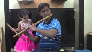 Kevha Tari Pahate on Flute Bansuri by Dr Chetan Dhandore amp baby Swara  HD funny baby video [upl. by Renaldo504]