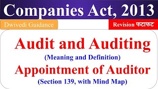 Audit Auditing Auditor Appointment of Auditor Companies Act 2013 company law mba bba bcom [upl. by Odlaw691]