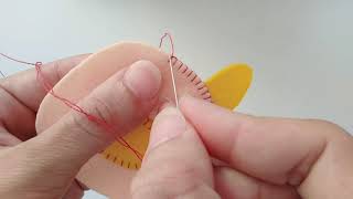 Start of blanket stitch Sewing seam felt toy Patten Felt Toy Sewing How to sew felt by hands [upl. by Janaye]