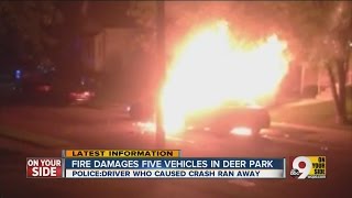 Fire damages five vehicles in Deer Park [upl. by Joliet]