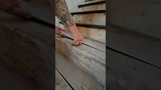 VINYL STAIR TRICK  CUTTING VINYL FLOORING vinylflooring diy howto flooring installation [upl. by Einra95]