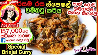 ✔ ස්පෙෂල් වම්බටු කරිය කාල බලන්න Special Brinjal Curry by Ape Amma Wambatu Curry [upl. by Ahsilak]