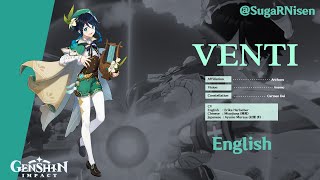 Genshin Impact  Venti Voice Lines  English [upl. by Danika625]