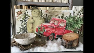 Carmens Curious Tutorial Red Truck Christmas Vignette [upl. by Ynoep160]