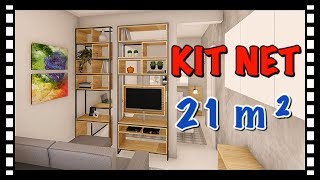 KITNET 21m²  COMO ORGANIZAR UM LAR EM POUCO ESPAÇO [upl. by Loralee328]