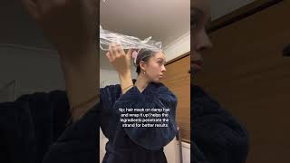 my secret to literally the silkiest hair Plastic wrap ur hair next time u do a hair mask [upl. by Narot]