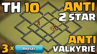 Clash of Clans  Best Town Hall 10 TH10 War Base  Anti Valkyrie Anti 2 Star Base  Replays [upl. by Ylrebnik444]