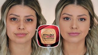 NEW LOREAL INFALLIBLE FOUNDATION IN A POWDER  REVIEW  FULL DAY WEAR TEST [upl. by Scottie]