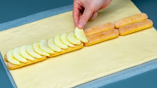 Dessert in 5 minutes Just puff pastry and 2 apples [upl. by Porush]