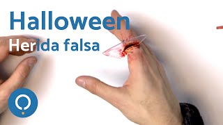 Maquillar herida falsa en la mano con cristal  Halloween [upl. by Henarat]