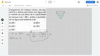 Cesgranrio Um tanque cônico de eixo vertical e vértice para baixo tem água até a metade [upl. by Aihselat]