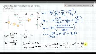 05 amplificateur opérationnel montage sommateur exercice corrigé [upl. by Urias]