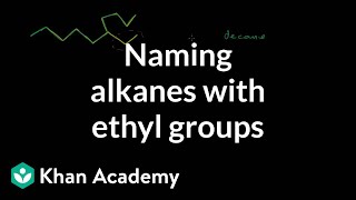 Naming alkanes with ethyl groups  Organic chemistry  Khan Academy [upl. by Drugge952]