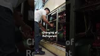 Charging of Refrigerant screwcompressor airconditioner [upl. by Ayenat]