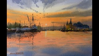 Watercolor seascape tutorial [upl. by Dde]