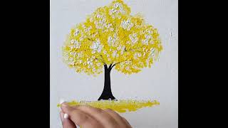 Yellow Tree Acrylic Painting  Painting Tutorial [upl. by Muriah249]