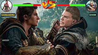 Spartan Kassandra VS Viking Eivor  Battle With Health Bars  AC Odyssey VS AC Valhalla [upl. by Eceer]