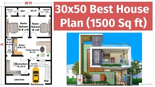 30x50 House Plan  30x50 House Design  30x50 House Plan With Garden  30x50 East facing House Plan [upl. by Carney]