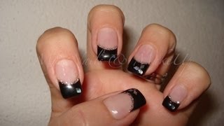 ★ Nail Art ★ Nero e argento con decorazioni rombi [upl. by Rifkin]