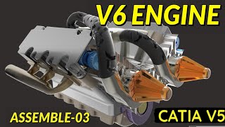 V6 Engine Design in Catia  Assemble Part 03  Advanced Assembly  CATIA TUTORIALS [upl. by Yannodrahc205]