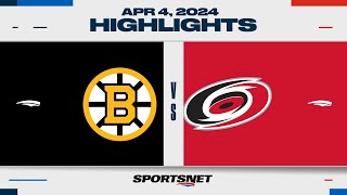 NHL Highlights  Bruins vs Hurricanes  April 4 2024 [upl. by Norok284]