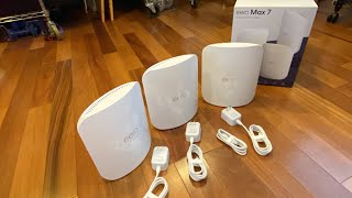 UnBoXing eero Max 7 BE20800 TriBand Mesh WiFi 7 System Network 3pack Model V010311 SKU 6556946 [upl. by Finley]