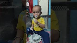 His favourite food Dahi amp roti loveit cutebaby eating share ytshorts [upl. by Coppola711]