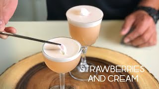 STRAWBERRIES AND CREAM Cocktail  How to clarify cocktails with milk [upl. by Inod426]