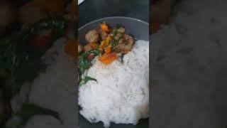 Basil leaves spicy Stirfried fish balls  eat and recipe [upl. by Euqinemod]