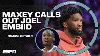 JOEL EMBIID LATE FOR EVERYTHING 👀 Tyrese Maxey called him out in meeting per Shams  NBA Today [upl. by Samaria]