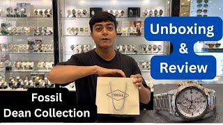 Fossil Dean Chronograph Stainless Steel Watch fossil watch fs4795 unboxing [upl. by Eilojne80]