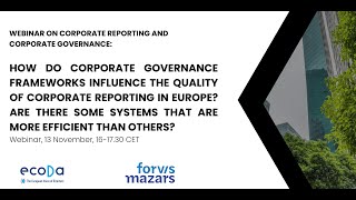 Corporate Reporting and Corporate Governance  ecoDa amp Forvis Mazars Webinar [upl. by Asilet534]