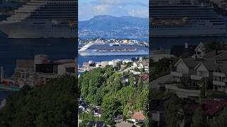 Bergen Fjord 💙 Cruise Ship Honks Its Horn 🚢 shorts [upl. by Crompton]