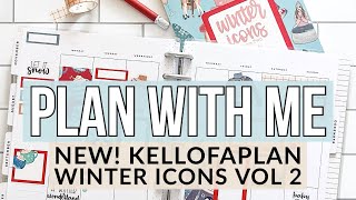 Quick amp Easy Plan With Me  Vertical Happy Planner  Kellofaplan Winter Icons Volume 2 Flip Through [upl. by Lali467]