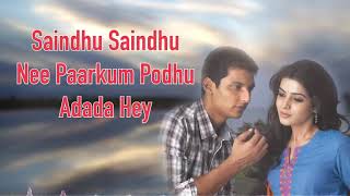 Neethane En PonvasanthamSaayndhu Saayndhu Tamil Lyrics  JiivaSamantha  Ilaiyaraja [upl. by Skinner347]