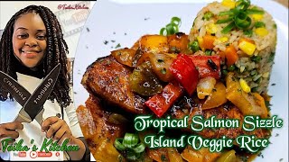 Tropical Salmon Sizzle  Island Veggie Rice  Teikas Kitchen trending [upl. by Albin85]