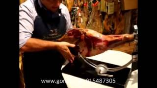 2 Paleta Colocarla en el soporte Por el Maestro Cortador de Jamón de Gondiaz [upl. by Ydnih]