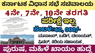 Ministry of Karnataka Legislature jobs Karnataka jobs Karnataka government jobs Banglore jobs [upl. by Camey]