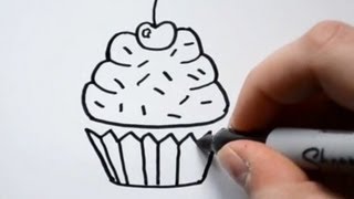 How to Draw a Cartoon Cupcake [upl. by Robinette440]