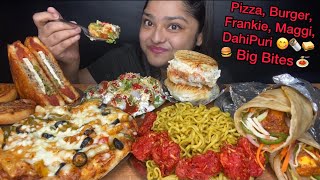 DAHI PURI CHEESY PIZZA MAGGI PANEER FRANKIE FRIED MANCHURIAN PAN PIZZA AND SANDWICHEATING SHOW [upl. by Eigger]