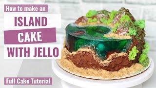 HOW TO MAKE AN ISLAND CAKE WITH JELLO  Full Cake Tutorial  Cake Trends 2020 [upl. by Bellanca931]