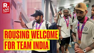 Live Team India Arrives Home T20 World Cup Champions Get Rousing At ITC Maurya After Delhi Airport [upl. by Ocinemod731]