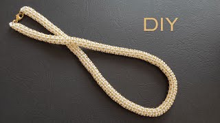 Seed Bead Necklace  Bracelet Tutorial White Gold Necklace DIY How to Make Beaded Rope Necklace [upl. by Lafleur76]